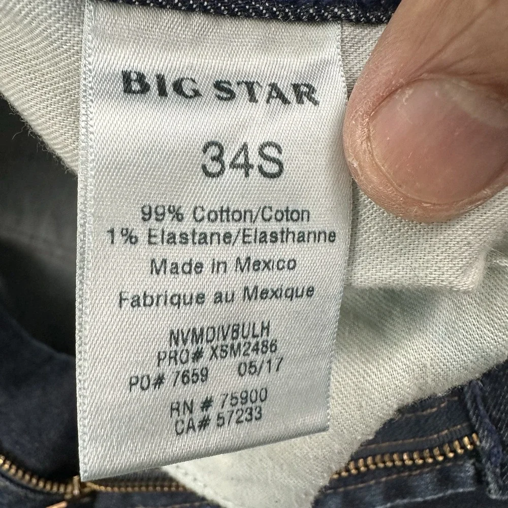 Big Star Nova XVI 15 Division Jeans Men 34x30 Blue Dark Wash Modern Straight 34S